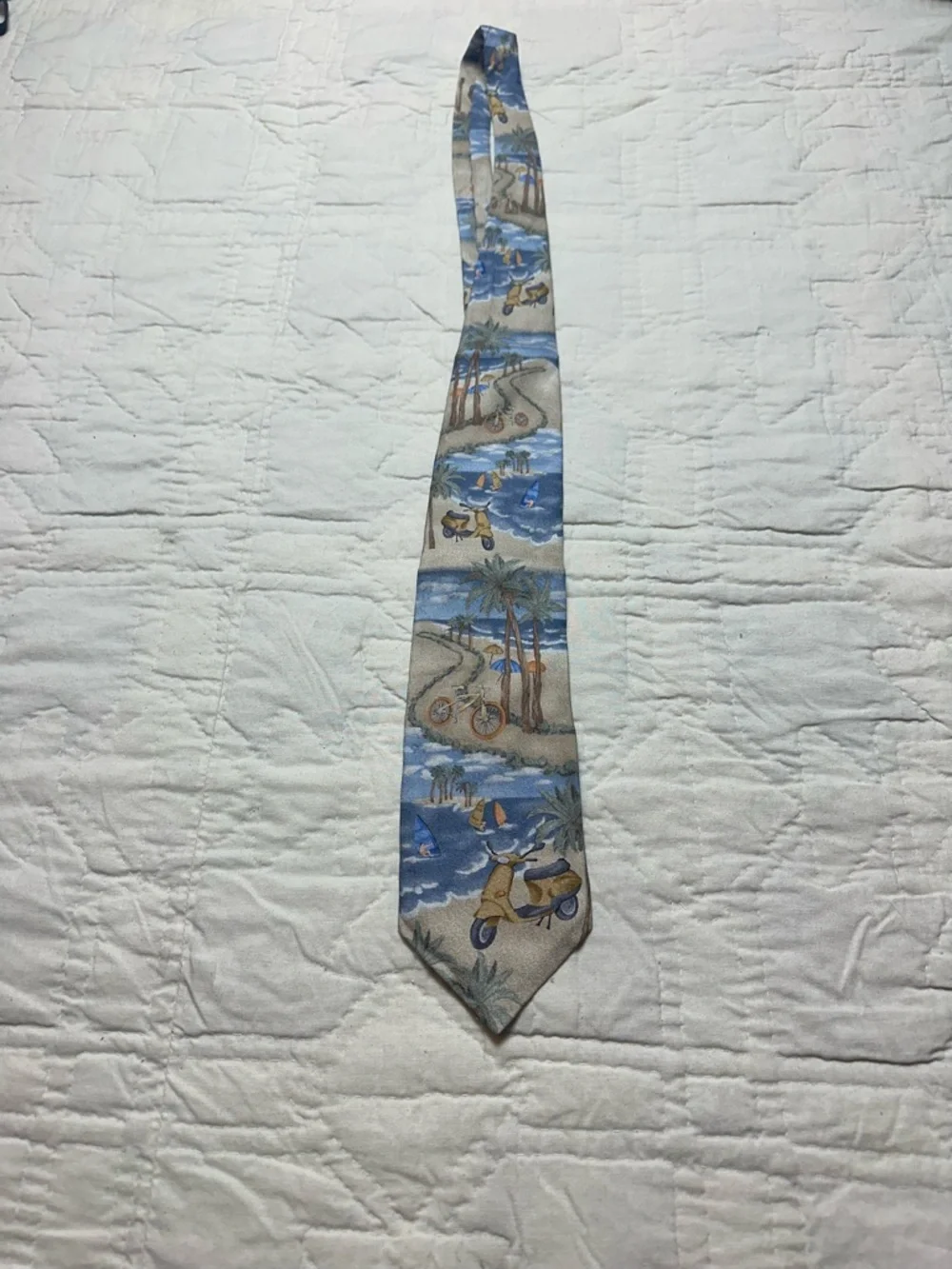 Silk Coastal Scenic Tie | Tropical Resort Novelty · Tropicals by Tango